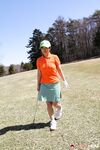 Japanese golfer Nana Kunimi flashes no panty upskirt while lining up a putt