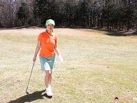 Japanese golfer Nana Kunimi flashes no panty upskirt while lining up a putt