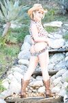 Blonde slut Sheena Shaw posing naked outdoors, sucking balls and riding BBC