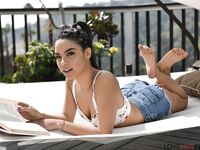 Smoking hot teen Maya Bijou displaying her fantastic feet and boobs