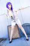 Purple headed Larkin Love displays huge big tits & masturbates on the rooftop