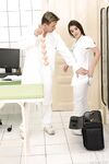 Beautiful French nurse Tiffany Doll gets her beaver toyed by a horny doc