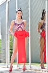 Pantyless sinner Carrie stripping in public and fingering her pussy