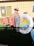 Fatty mature granny Girdle Goddess peels to enjoy wading pool skinny dip