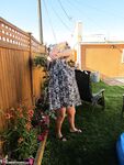 Fatty mature granny Girdle Goddess peels to enjoy wading pool skinny dip