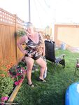 Fatty mature granny Girdle Goddess peels to enjoy wading pool skinny dip