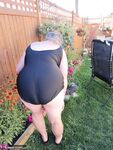 Fatty mature granny Girdle Goddess peels to enjoy wading pool skinny dip