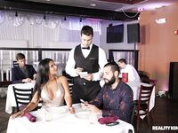 Latina MILF Rose Monroe presents her huge bottom and gets banged by a waiter