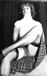 Beautiful vintage models posing in stockings and garters to show hairy snatch