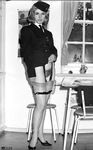 Beautiful vintage models posing in stockings and garters to show hairy snatch