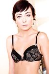 Skinny girl with short hair Zoe Voss seduces her man in bra and panty set