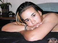 Puerto Rican girl Sam fingers spreads her tight slit in her first nude poses