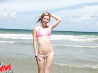 Skinny ex-girlfriend stripped of her bikini by her ex for sex