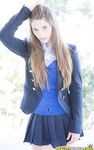 Naughty schoolgirl in uniform makes the grade on her knees