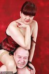 Hot granny Veronica Jade trains oldman dwarf slave by stomping & facesitting