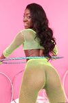 Slim black girl Anne Amari exposes her tiny titties and yummy ass in a solo