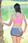 Elegant babe Audrey exposes her small tits & her sweet shaved twat in public