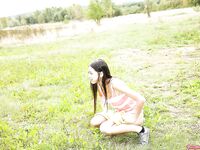 Barely legal teen hottie flashing perfect big natural tits outdoors