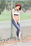 Fit redhead gets turned on while performing acts of public nudity
