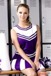 Sexy blonde cheerleader Ashlynn Brooke spreading naked in the locker room