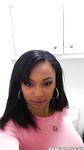 Curvy black chick Porsha Carrera taking selfies of her big black tits