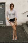 Older woman Dirty Angie takes a piss outdoors in retro nylons