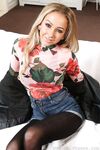 Sexy Bethany M does an erotic bedroom striptease & poses topless in pantyhose