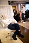 Blonde hairdresser Tyler Faith puts a facial on a lady before sex with her man