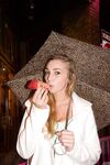 Sexy blonde babe Kendra Sunderland flashing juicy big tits in public