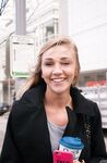 Sexy blonde babe Kendra Sunderland flashing juicy big tits in public