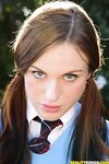 Teen girl in pigtails and knee socks seduces her stepfather at breakfast table