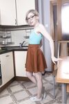 Amateur teen Abby shows off her hairy pussy & armpit in the kitchen