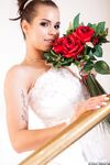 Bride with tiny tits Ferrera Gomez stripping and getting rammed in threeway
