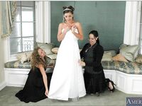 Busty blonde Nikki Benz helping Penny Flame to try on wedding dress