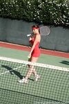 Curvy brunette Penny Flame flaunts hot ass & deep cleavage in her tennis dress