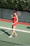 Curvy brunette Penny Flame flaunts hot ass & deep cleavage in her tennis dress