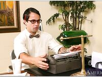 Promiscuous office MILF in old fashioned stockings Penny Flame fucking