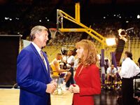 Lakers babe Jeanie Buss showing her hairy pussy and her natural tits