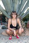 Cute girlfriend Cassidy Ellis in glasses flashing her tits & panties in public