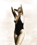 Sexy celebrity Cindy Crawford posing naked for the black and white photo shoot