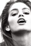 Sexy celebrity Cindy Crawford posing naked for the black and white photo shoot