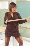 Middle-aged Asian teacher Ava Devine whips out her big boobs in classroom