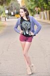 Skinny amateur teen Rachel slowly takes off her clothes and poses in public