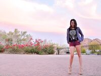 Skinny amateur teen Rachel slowly takes off her clothes and poses in public