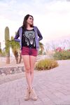 Skinny amateur teen Rachel slowly takes off her clothes and poses in public