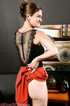 Older lady Cj removes red skirt on her way to posing naked