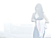 Young nympho Nicki strips and flaunts her swollen twat and nice boobs