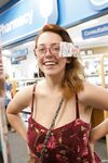 Slutty amateur GF Kelsey Berneray flashes her monster tits at the store