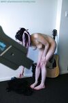 Young girl in dreadlocks recorded getting dressed by hidden spy camera