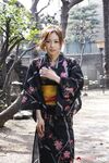 Japanese model Shuri Maihama removes upskirt panties in a kimono